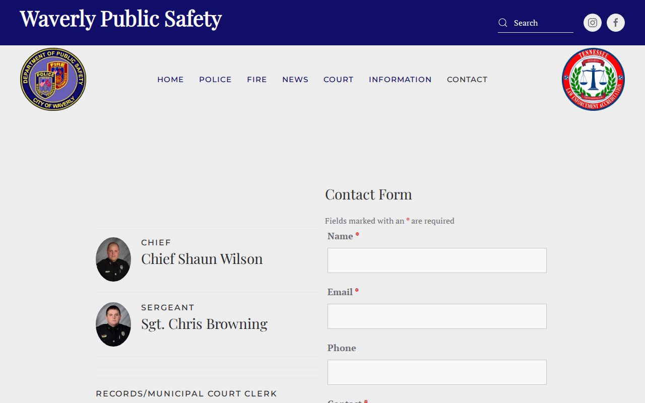Waverly Department of Public Safety official records contact source